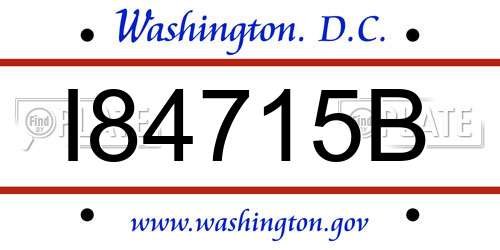 I84715B District Of Columbia License Plate