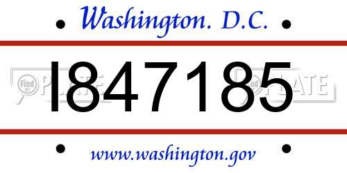 I847185 District Of Columbia License Plate