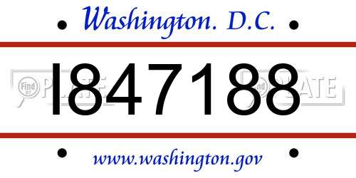 I847188 District Of Columbia License Plate