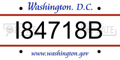 I84718B District Of Columbia License Plate