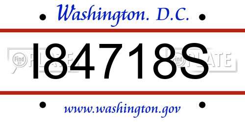 I84718S District Of Columbia License Plate