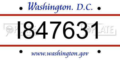 I847631 District Of Columbia License Plate