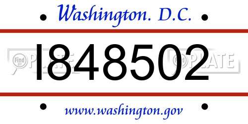 I848502 District Of Columbia License Plate