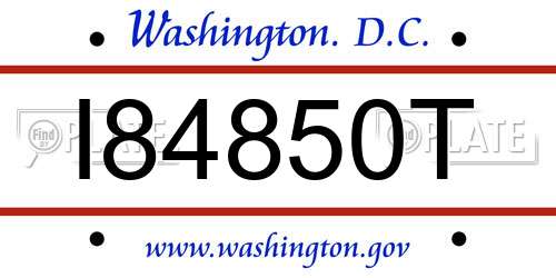I84850T District Of Columbia License Plate
