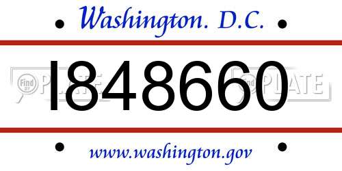 I848660 District Of Columbia License Plate
