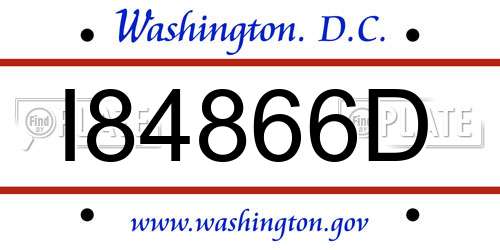 I84866D District Of Columbia License Plate