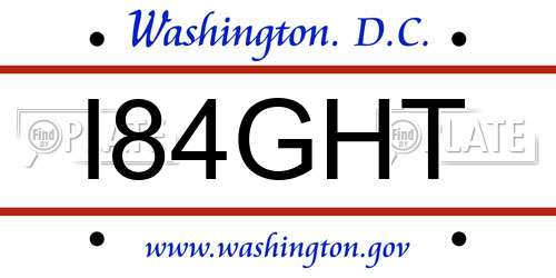 I84GHT District Of Columbia License Plate