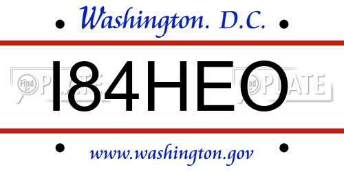 I84HEO District Of Columbia License Plate