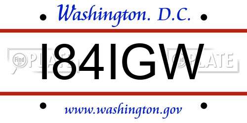 I84IGW District Of Columbia License Plate
