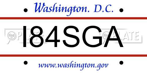 I84SGA District Of Columbia License Plate