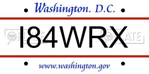 I84WRX District Of Columbia License Plate