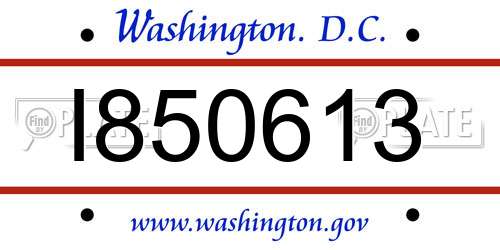 I850613 District Of Columbia License Plate