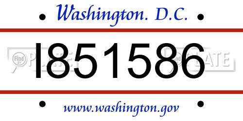 I851586 District Of Columbia License Plate