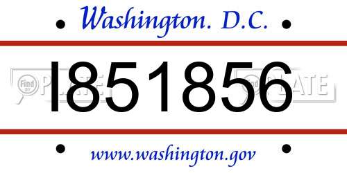 I851856 District Of Columbia License Plate
