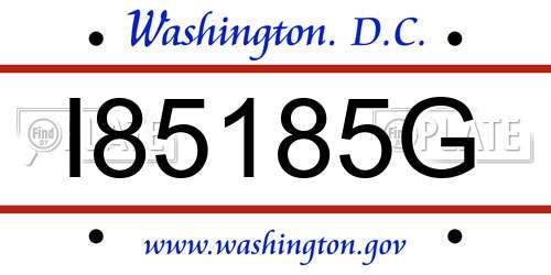 I85185G District Of Columbia License Plate