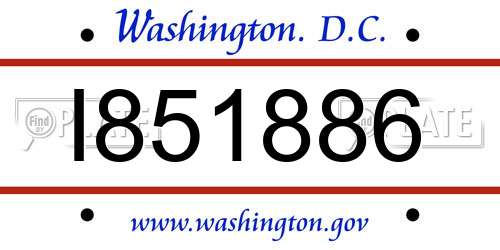 I851886 District Of Columbia License Plate