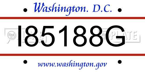 I85188G District Of Columbia License Plate