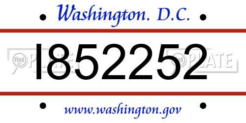 I852252 District Of Columbia License Plate