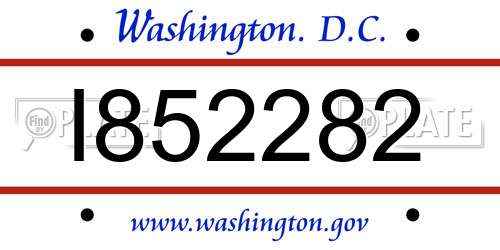 I852282 District Of Columbia License Plate