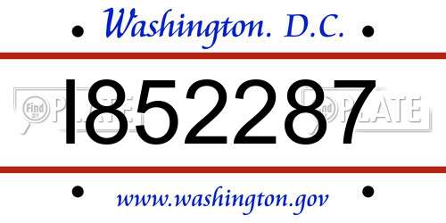 I852287 District Of Columbia License Plate