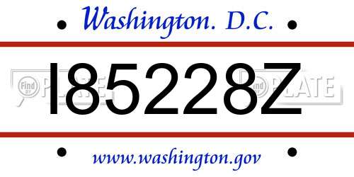 I85228Z District Of Columbia License Plate