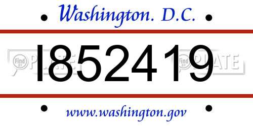 I852419 District Of Columbia License Plate