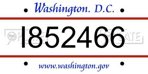 I852466 District Of Columbia License Plate