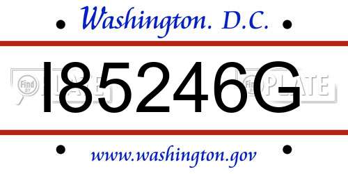 I85246G District Of Columbia License Plate