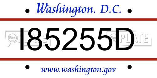 I85255D District Of Columbia License Plate