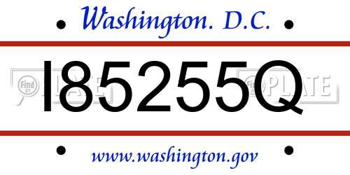 I85255Q District Of Columbia License Plate