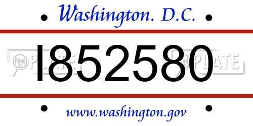 I852580 District Of Columbia License Plate