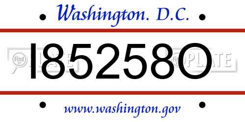 I85258O District Of Columbia License Plate