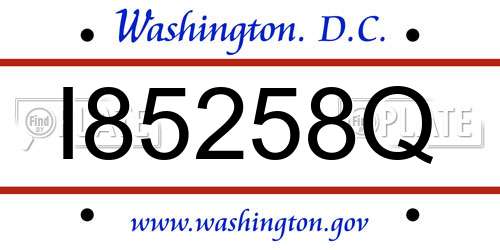 I85258Q District Of Columbia License Plate