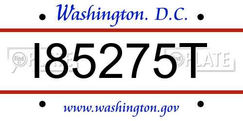 I85275T District Of Columbia License Plate
