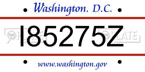 I85275Z District Of Columbia License Plate