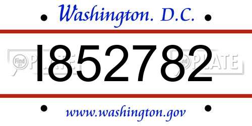I852782 District Of Columbia License Plate