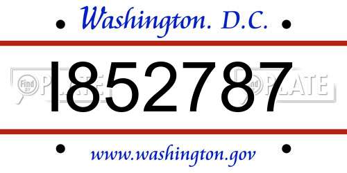 I852787 District Of Columbia License Plate