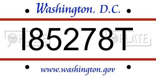 I85278T District Of Columbia License Plate