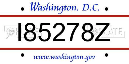 I85278Z District Of Columbia License Plate