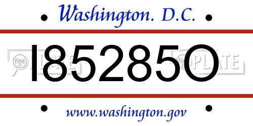 I85285O District Of Columbia License Plate