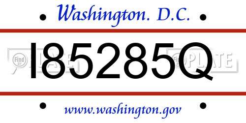 I85285Q District Of Columbia License Plate