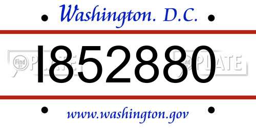 I852880 District Of Columbia License Plate