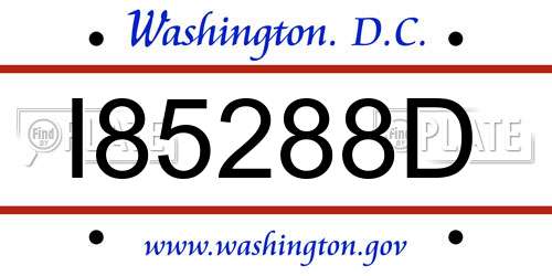 I85288D District Of Columbia License Plate