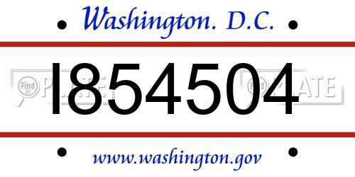 I854504 District Of Columbia License Plate