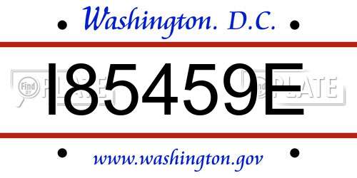 I85459E District Of Columbia License Plate