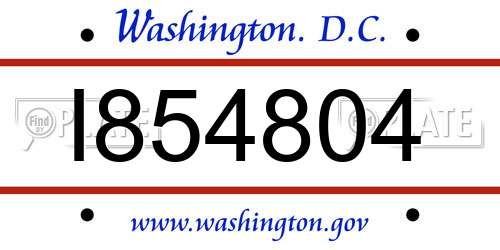I854804 District Of Columbia License Plate