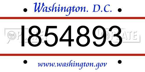 I854893 District Of Columbia License Plate