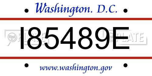 I85489E District Of Columbia License Plate