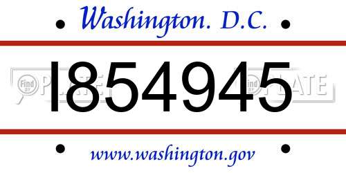 I854945 District Of Columbia License Plate