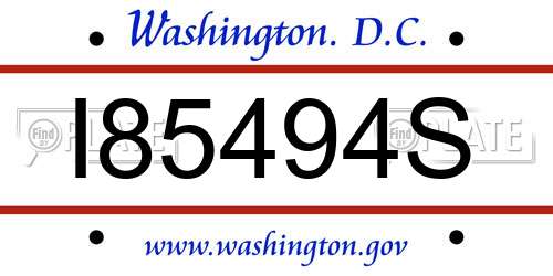 I85494S District Of Columbia License Plate